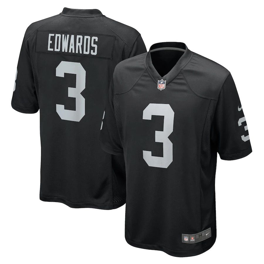 Men Las Vegas Raiders #3 Bryan Edwards Nike Black Game Player NFL Jersey